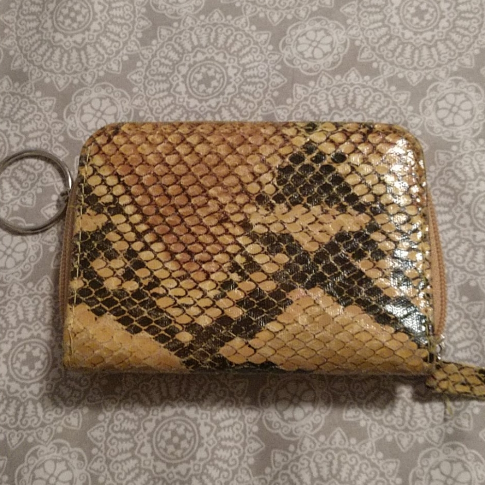 Gold & Black Faux Snakeskin Wallet